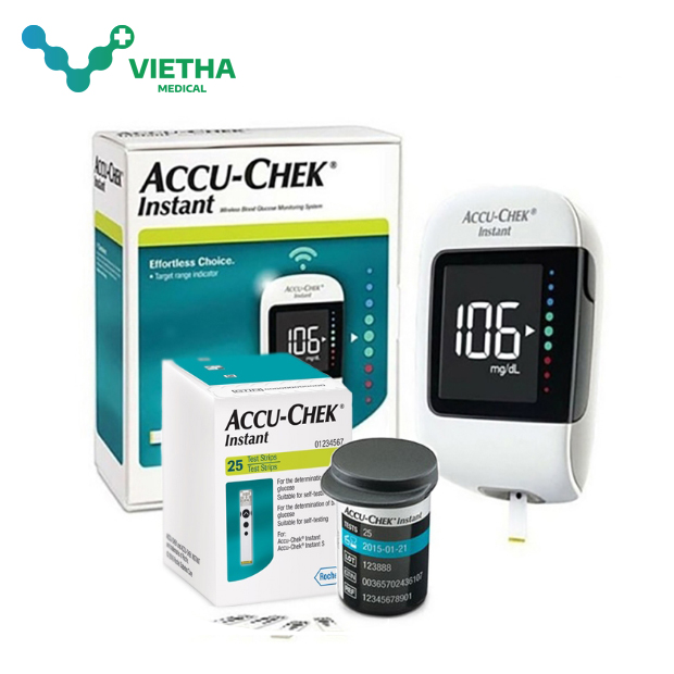 Máy đo đường huyết Accu-Chek Instant Hàng Chính Hãng Tặng 50 que thử + 50 kim