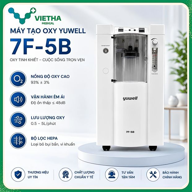 Máy Tạo Oxy Yuwell 7F-5B – Giải Pháp Cung Cấp Oxy Tại Nhà Hiệu Quả Cho Người Bệnh
